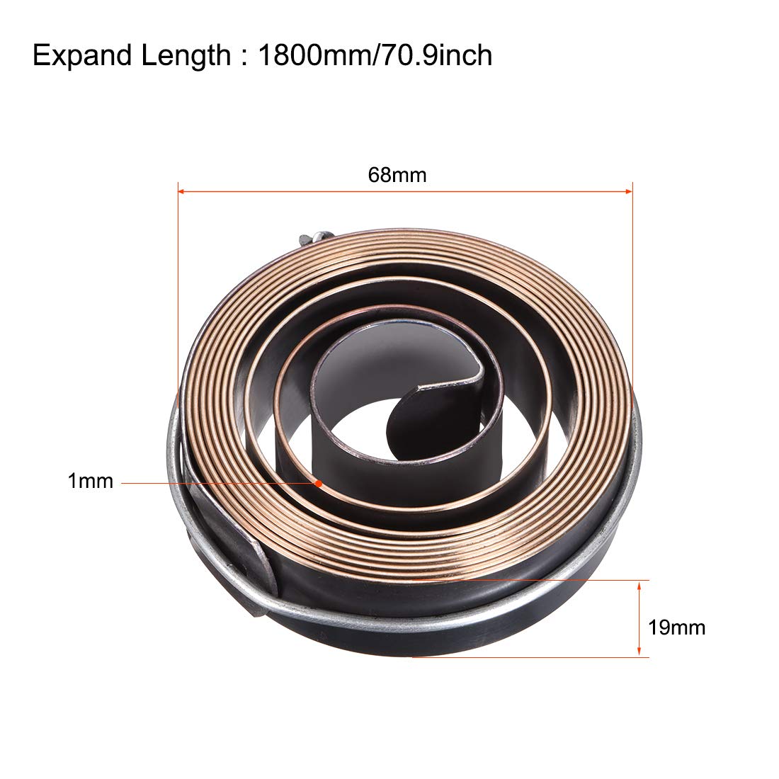 PATIKIL 6Ft Lunghezza 68mm x 19mm x 1mm Trapano Premi Ritorna Molla, 1pz Molla Ritorno Alimentazione Bobina Molla Assemblaggio