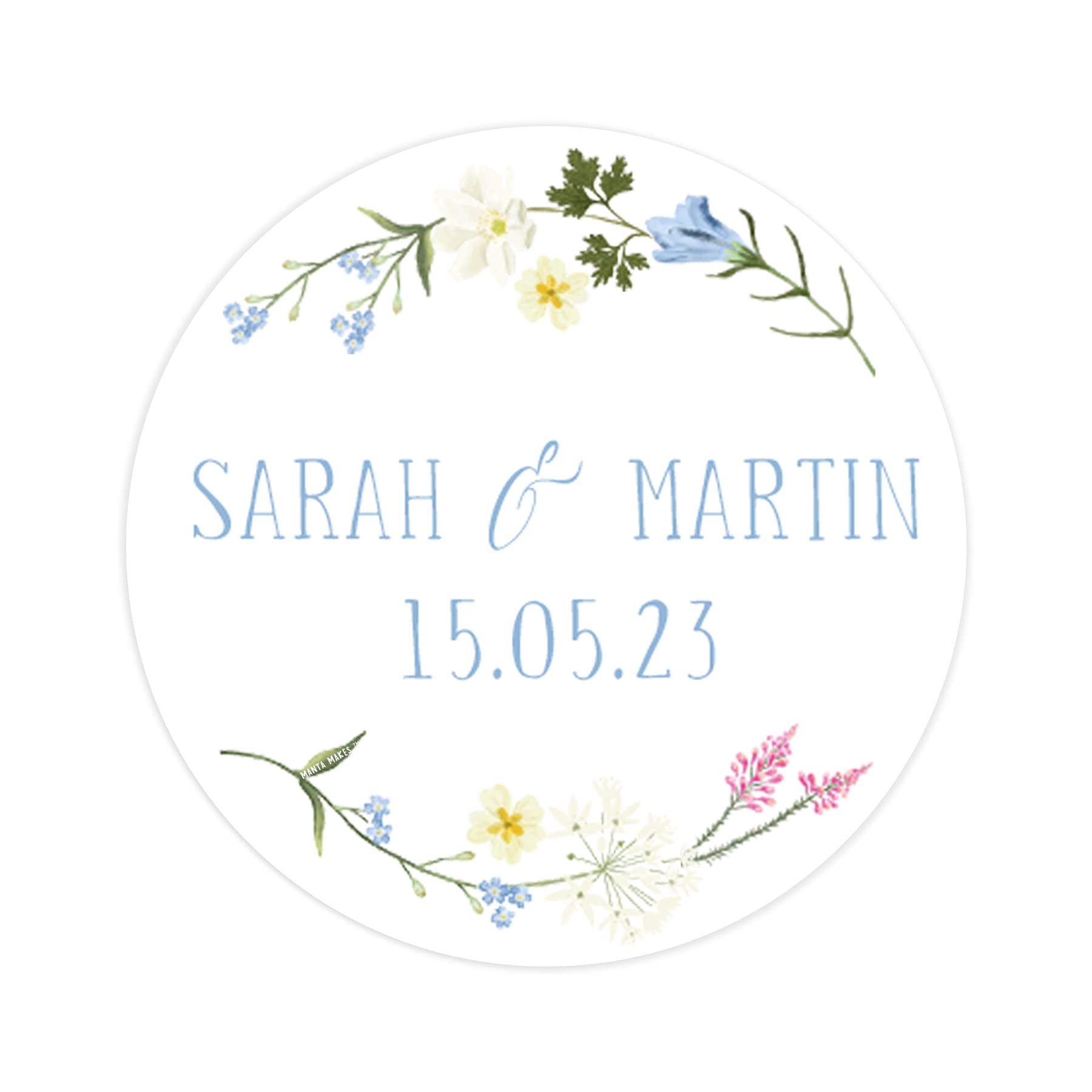 Personalised wedding stickers | wedding labels | favor sticker | wedding favors thank you stickers | 35 round stickers - per sheet (Wildflower)