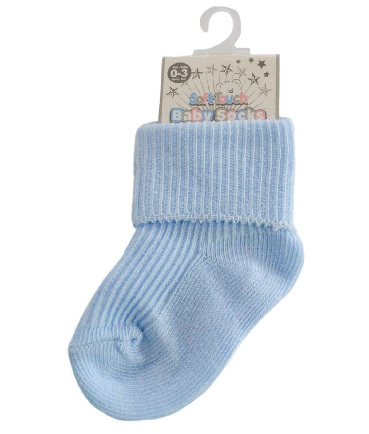 Baby Boys Girls 2 Pairs Socks Soft Touch Roll Top Cotton Rich Socks S01