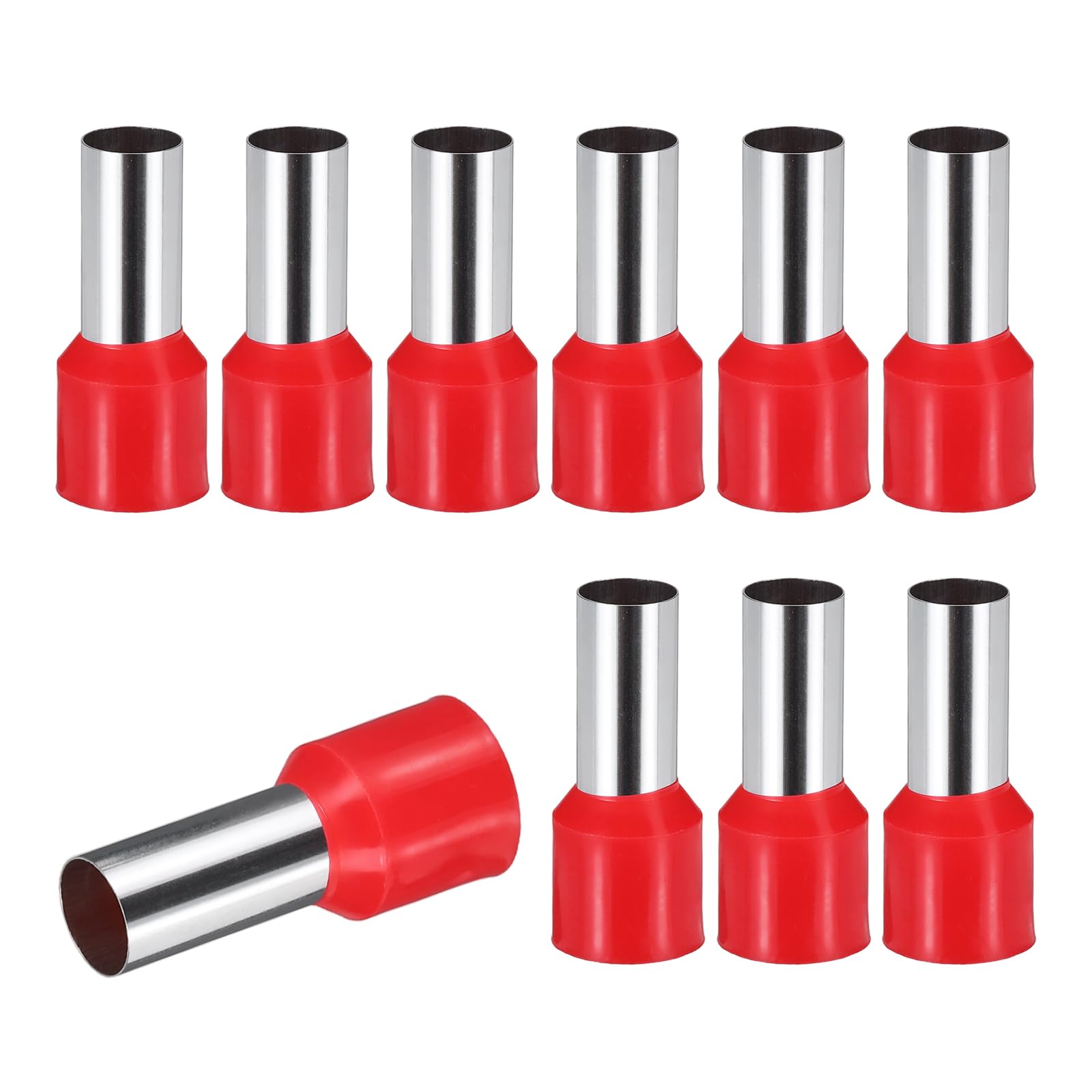 sourcing map 100 Pcs Wire Ferrule Connectors VE25-16 - 4AWG Crimp Copper Ferrules Terminals Connector Insulated Cord End Terminal for Electrical Projects Industrial Chemical Industry, Red