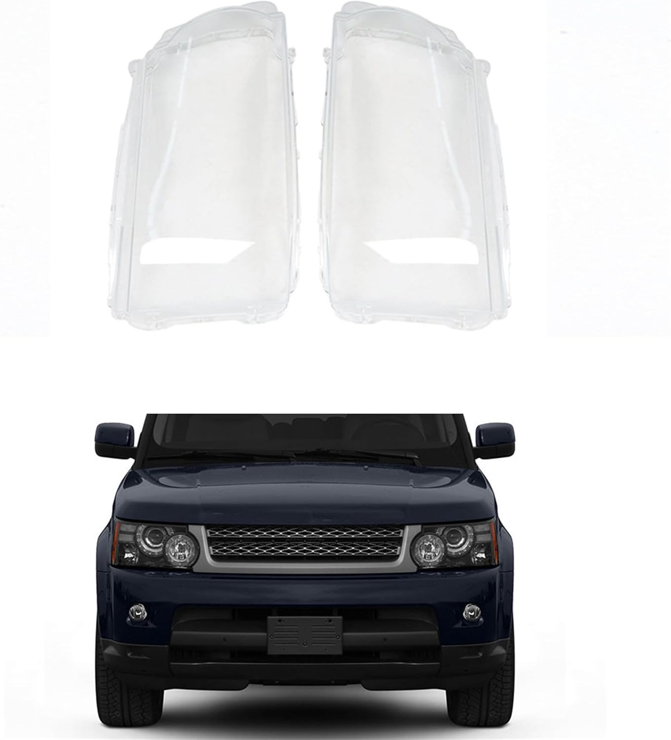 A Pair of Headlights Lens Cover Lamp Shade Replacement for Rover Range Sport 2010-2013 Left and Right