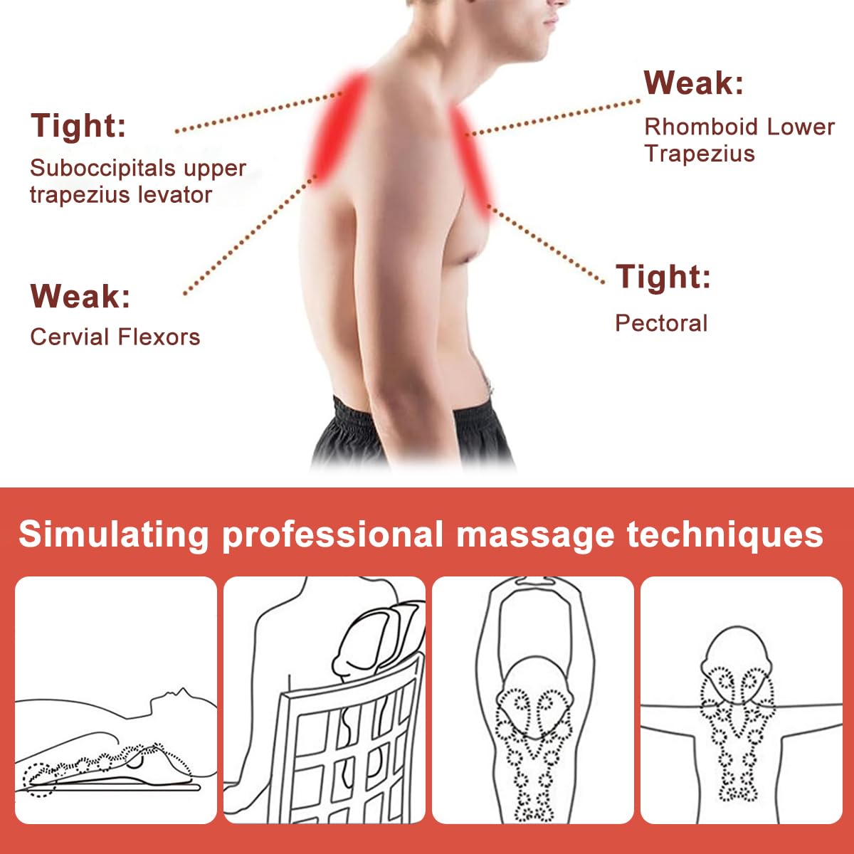 Masajeador de puntos de activación trapecio, herramienta de liberación suboccipital, masajeador de puntos de activación para aliviar el dolor muscular, cuello, espalda y hombros