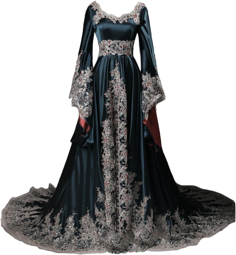 Lemai Vintage Long Sleeves Formal Evening Gowns A Line Women Gothic Dresses