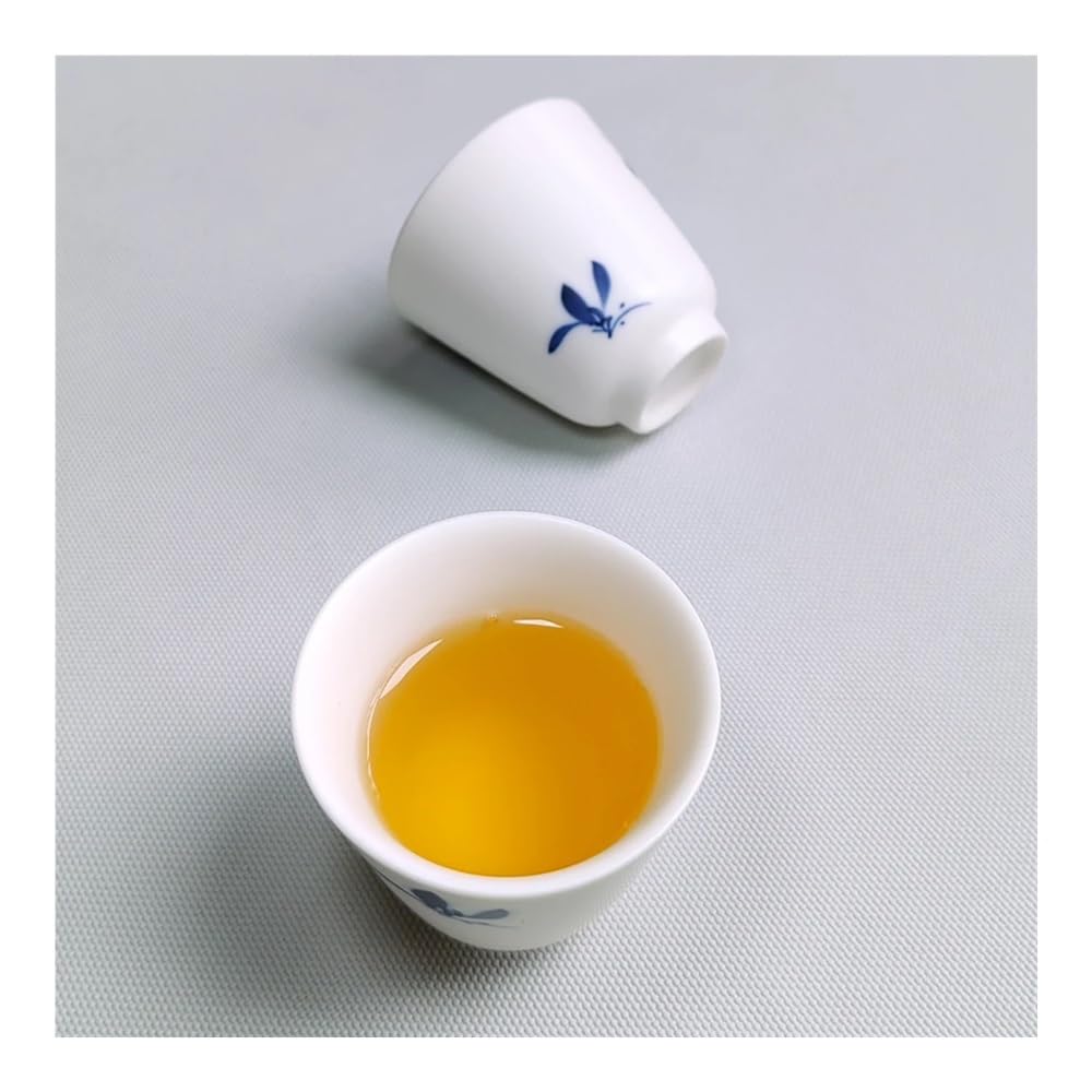 Juego de 2 tazas de té de cerámica china, hechas a mano, juego de té Kungfu simple para el hogar, juego de tazas de té Pu'er de porcelana blanca (6 piezas)