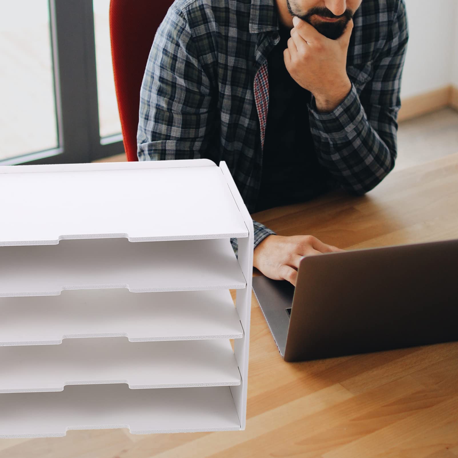 STOBOK Portadocumenti per Ufficio in Plastica Organizzatore di File da Scrivania Scaffale per Documenti Portadocumenti da Tavolo per Dormitorio Conservazione Rapida di Documenti e Lettere
