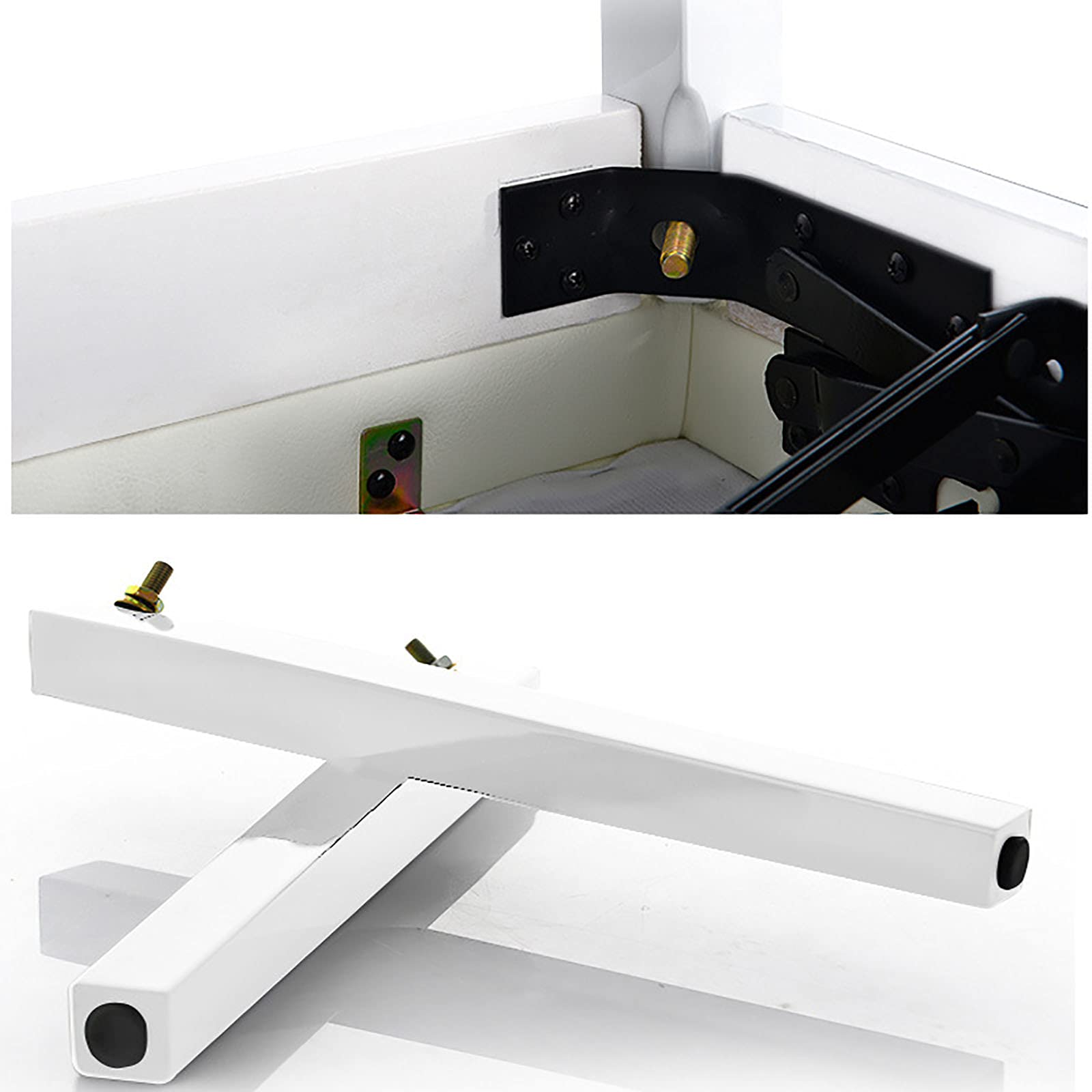 Klavierbank, Klavierbank aus Leder, Klavierbank, Verstellbarer Klavierhocker, Tastaturbank, 10 cm Hubhöhe, Schwarz, Weiß, Höhe: 45–55 cm(White)
