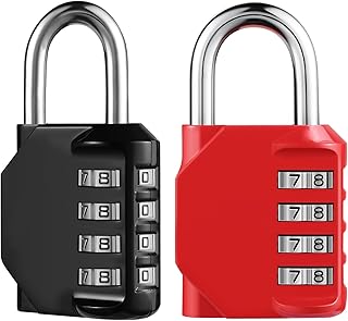 Ankilo Combination Lock, 4 Digit Combination Locker Lock, Resettable & Waterproof Padlock for School Gym Sports Locker, Fence, Toolbox, Case, Hasp Cabinet Storage (2 Pack, Black&Red)