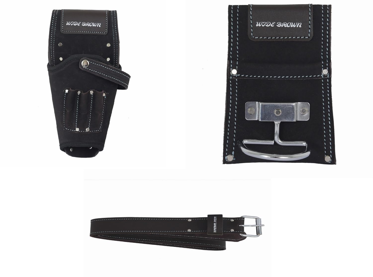 Widbrown Pochette en cuir 3 en 1 pour perceuse et marteau avec ceinture de soutien