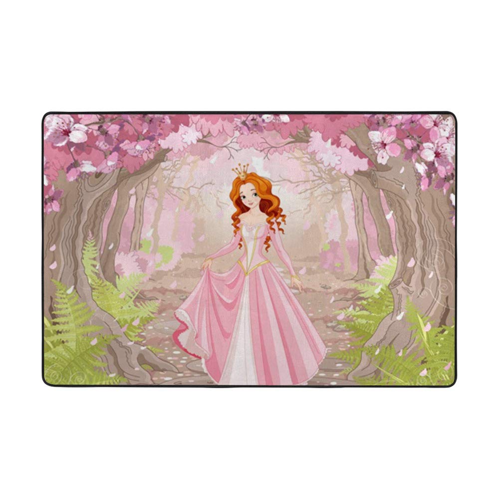 Tapis de sol rose princesse Ruchen 182x121 cm pour salon