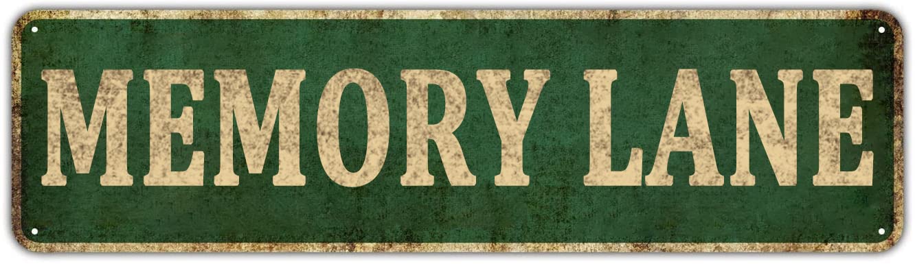 Memory Lane Aluminum Metal Plaque,Rustic Tin Sign Retro Wall Decor 4x16 Inch