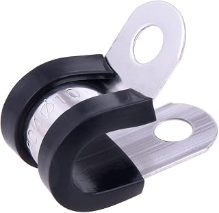 20pcs 3/8 Inch Stainless Steel Cable Clamp, Silicone Rubber Cushioned Insulated Clamp, Pipe Clamp, Metal Clamp, Cable Holder, Pipe Hoop