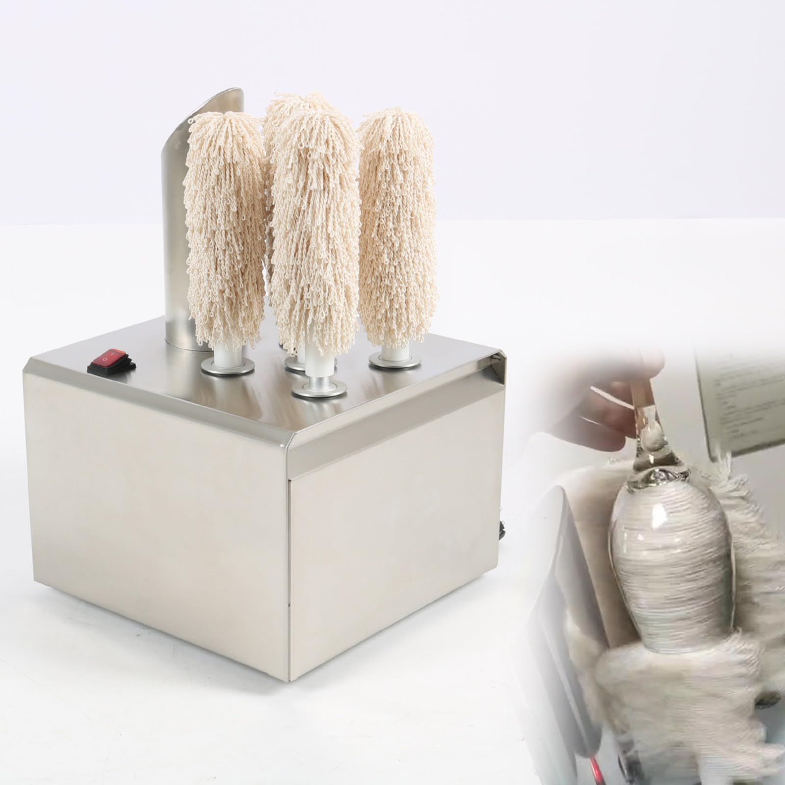 Pulidor automático de copas de vino, máquina pulidora eléctrica para vestíbulo, salón, bares, cocina, restaurantes, hoteles, 3 cabezales