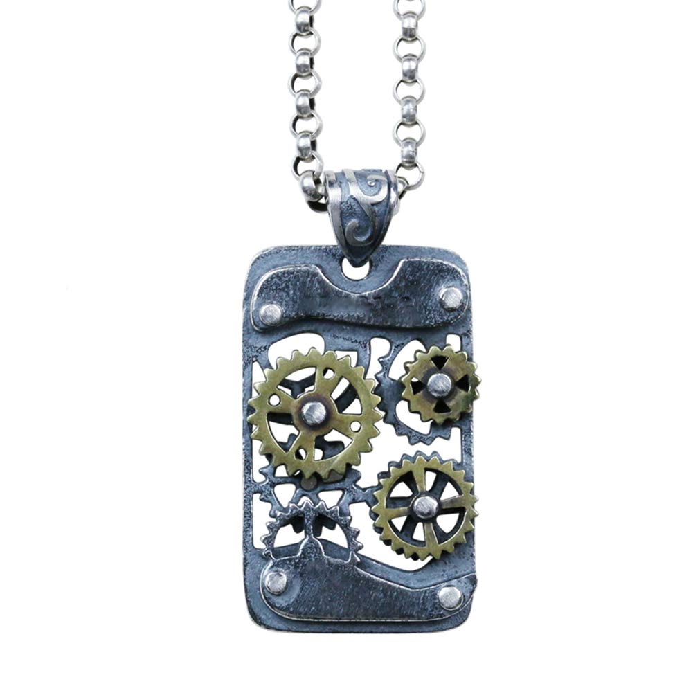Męski sprzęt wisiorek naszyjnik stylowy vintage steampunk armia 925 Sterling naszyjnik biżuteria 1 szt. na prezent ulica, OZZKI,