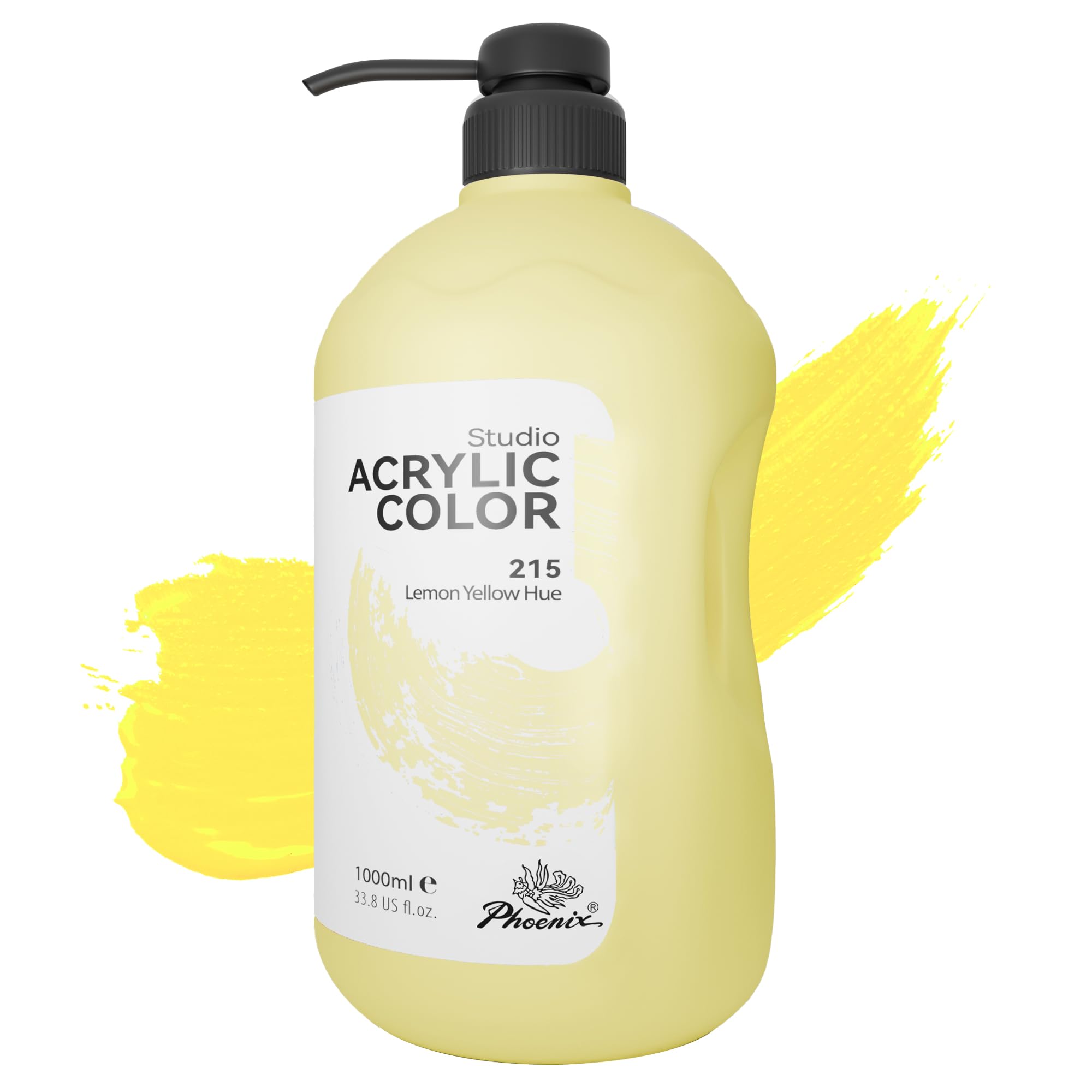Amazon | PHOENIX 大容量 1000ml アクリル絵の具 - レモンイエロー