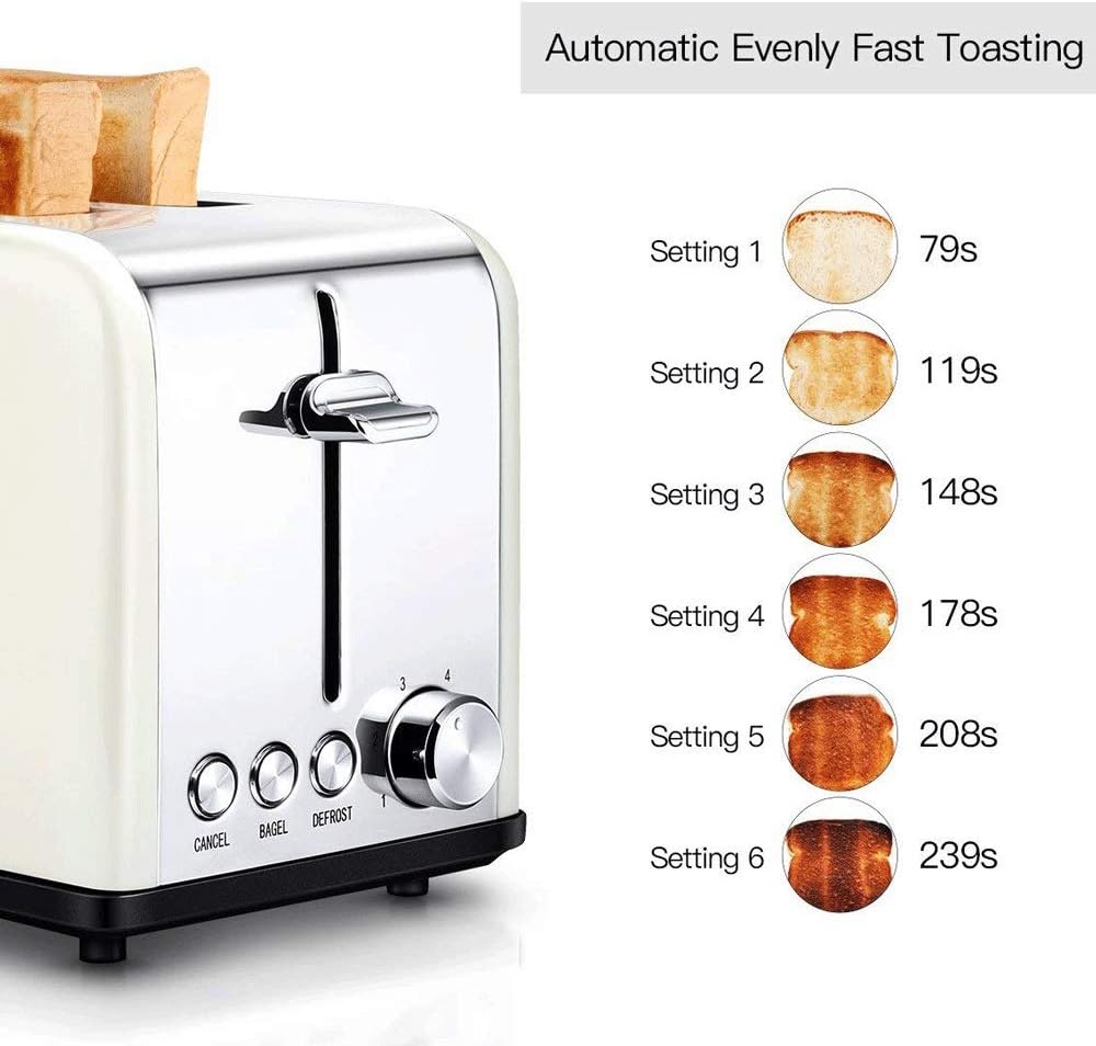 Bread Machine - Toaster 2 Slice Extra Wide Slot Compact Stainless Steel Toasters for Waffles