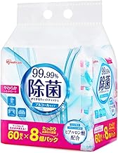 Iris Ohyama WTS-60A8P Disinfecting Wipes, Alcohol Type, 480 Sheets (60 Sheets x 8)
