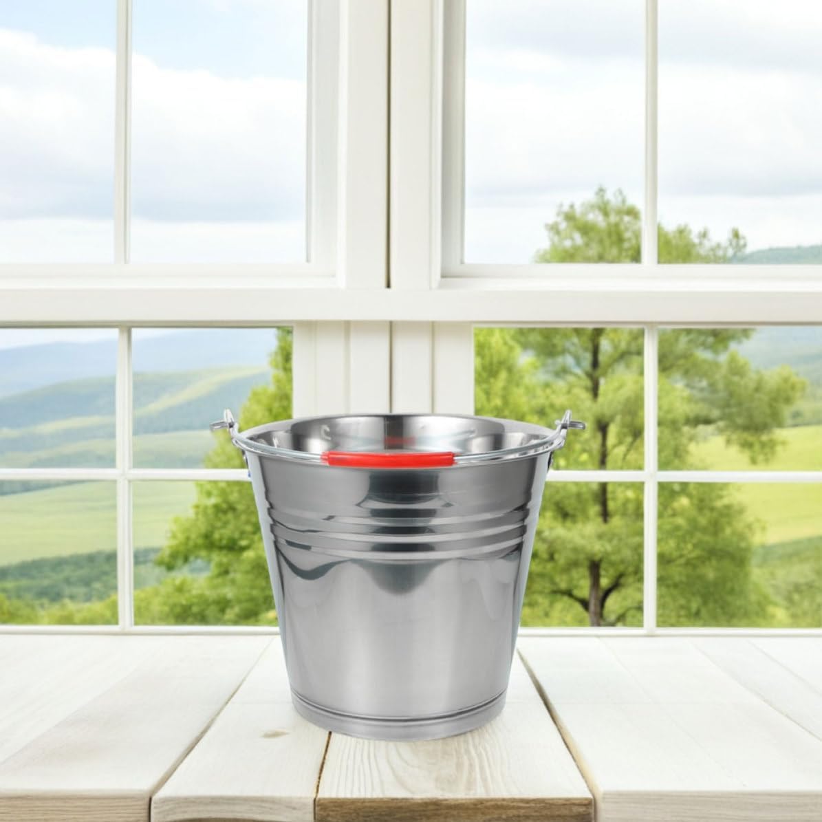 Heavy Duty Stainless Steel Beverage Tub 7l Large round Drink Bucket with Handle and Tight Seal for Outdoor Camping and Hiking