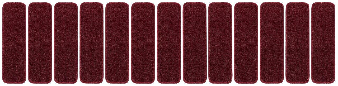 Mod-Arte | Solo Collection | Stair Treads | Modern &Contemporary | Solid Colors | Rubber Backing Non-Slip (Set of 13 - 8.5" x 26", Burgundy)