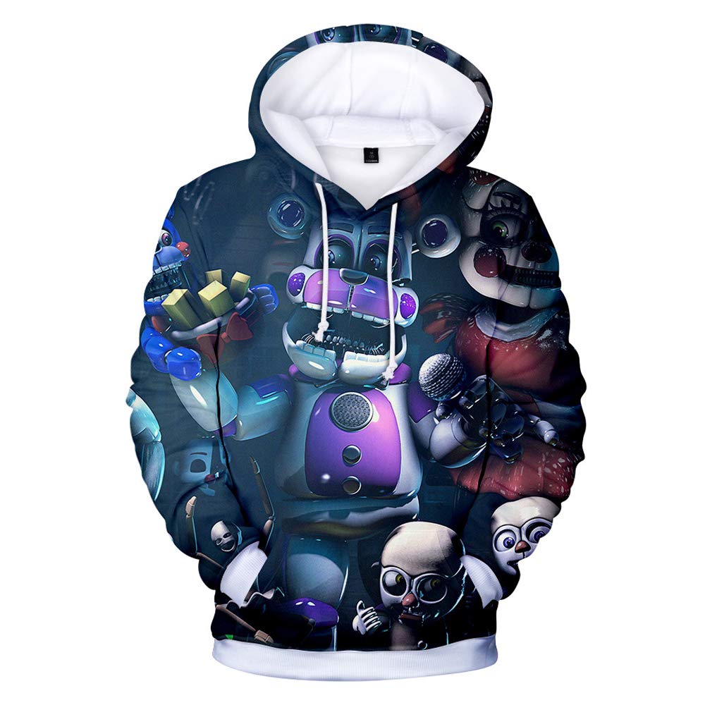 3D FNAF Five Nights at Freddy's Hoodie Comic Print Drawstring Pullover  Sweartshirt for Kids Girl Boy Adult