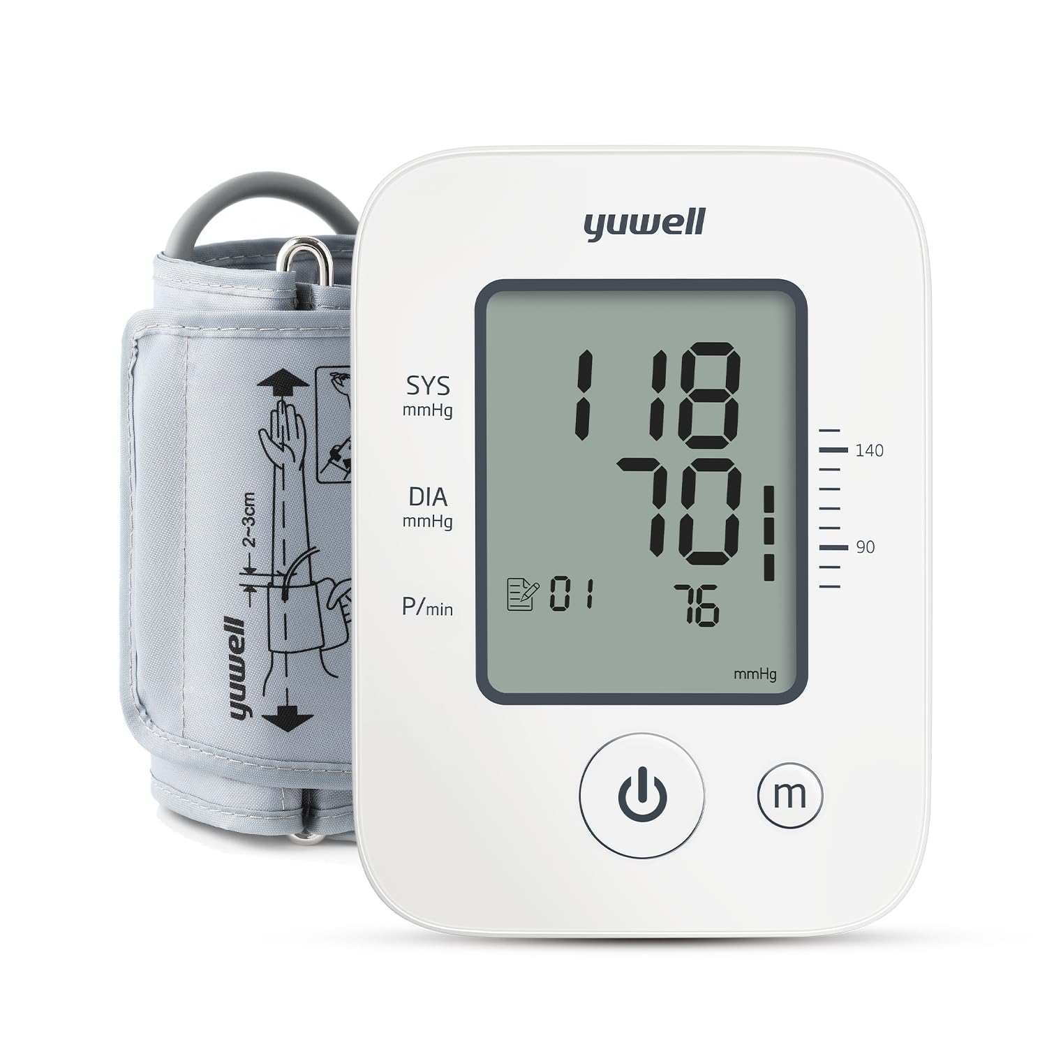 yuwell Blood Pressure Monitor, Extra Large Upper Arm Cuff, Digital Blood Pressure Machines for Home Use, 3.8" Large Display, Dual Power Options with USB Cable (YE660D)