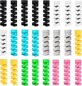 Sounce 25 Pcs Spiral Cable Protector & Wire Protector Spring Wire for Wired Accessories for USB Cable, Data Cable, Headphones, MacBook, Laptop, Elastic Cord Saver (Multi-Color)