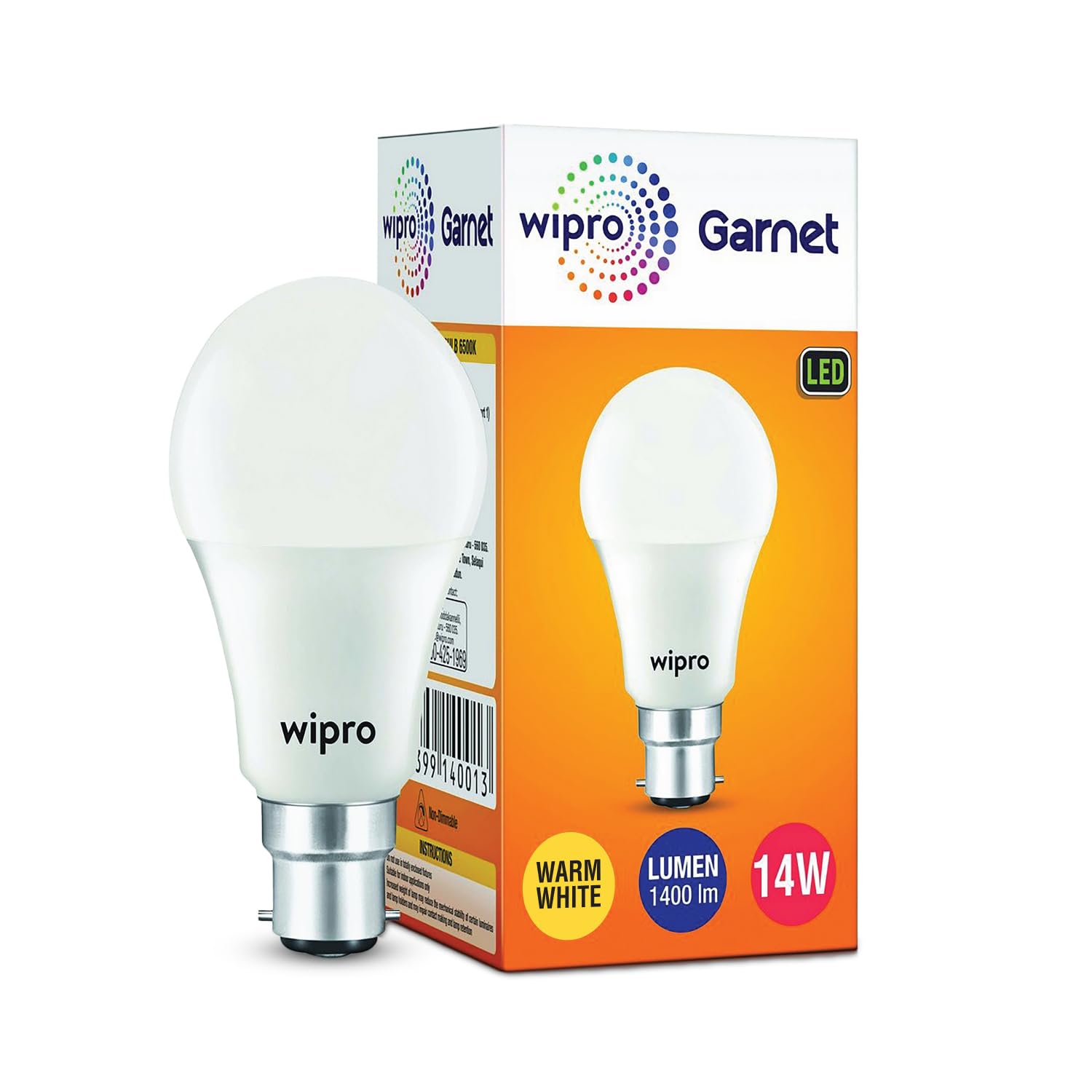 wipro Garnet 14W LED Bulb for Home & Office |Warm White (2700K) | B22 Base|220 degree Light coverage |4Kv Surge Protection |400V High Voltage Protection |Energy Efficient | Pack of 1-image-12