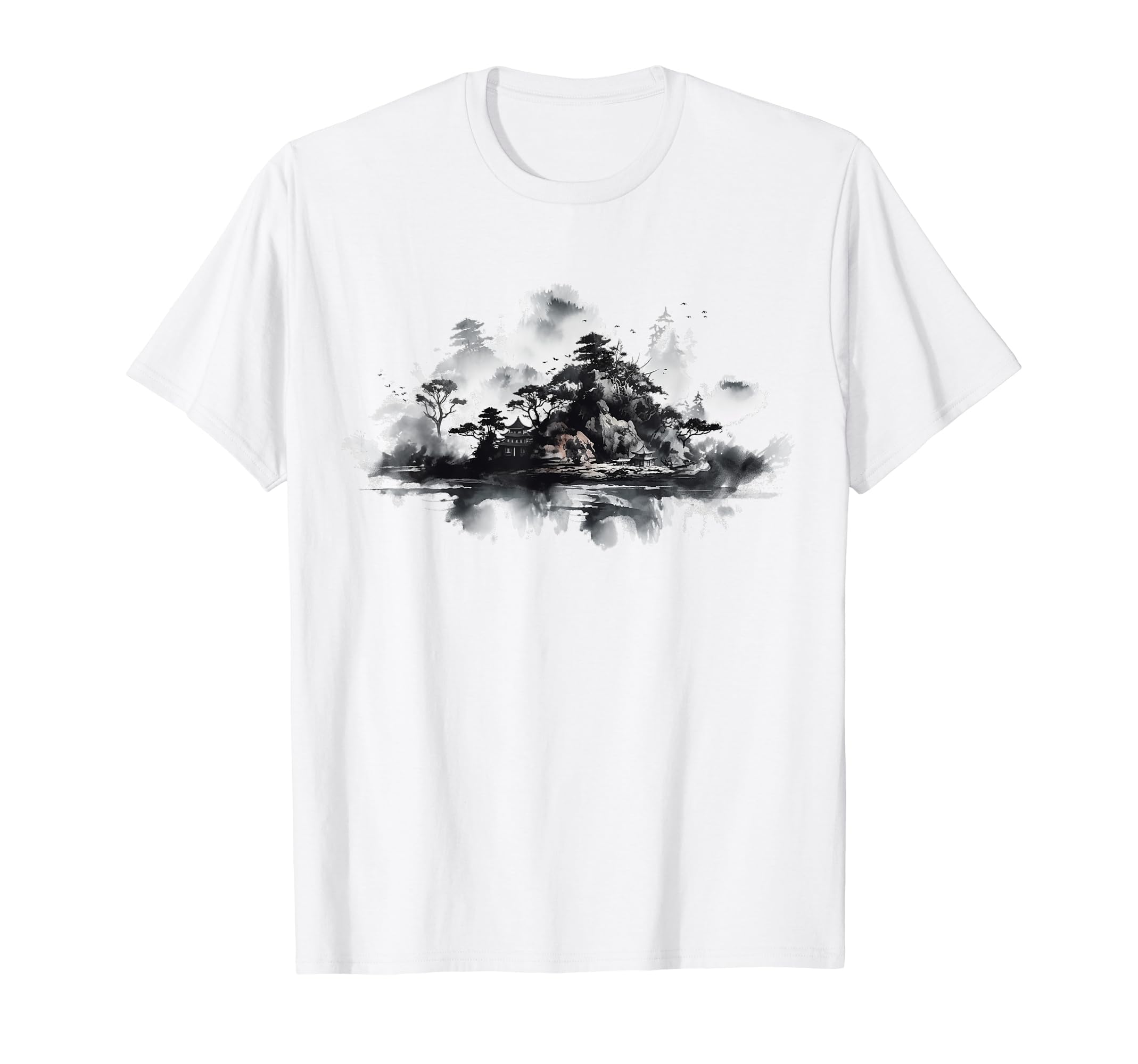 Japanese Nihonga Graphic Art Design – Traditional Island T-Shirt