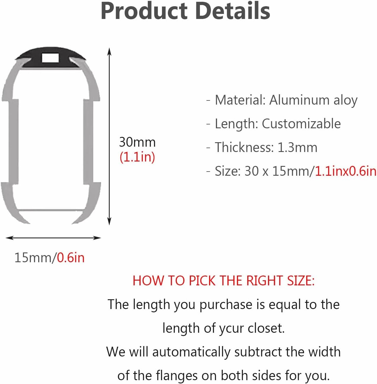 Closet Rod Includes End Supports,Curtain Rods with Screws Easy to Install,20 30 40 50 60 Inch Length,Closet Hanging Rod for Shoe Cabinets/Wardrobe