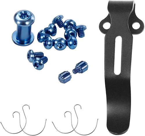 Kit de tornillo y pivote de titanio azul de 13 piezas, perno de pulgar, clip de bolsillo de transporte profundo negro y resorte Omega para benchmade