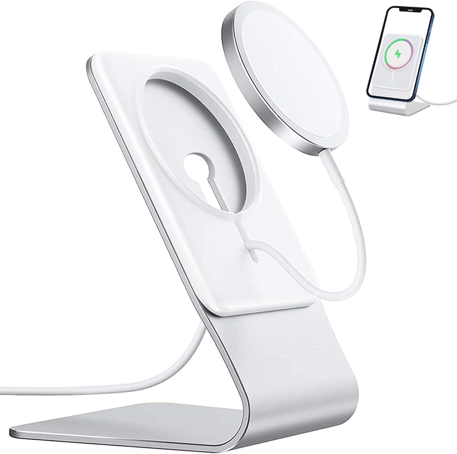 FULAIM Supporto per Alimentatore MagSafe (non incluso), Dock per Supporto da Tavolo in Alluminio, Compatibile con Caricatore per iPhone 17/16/15/14/13/12