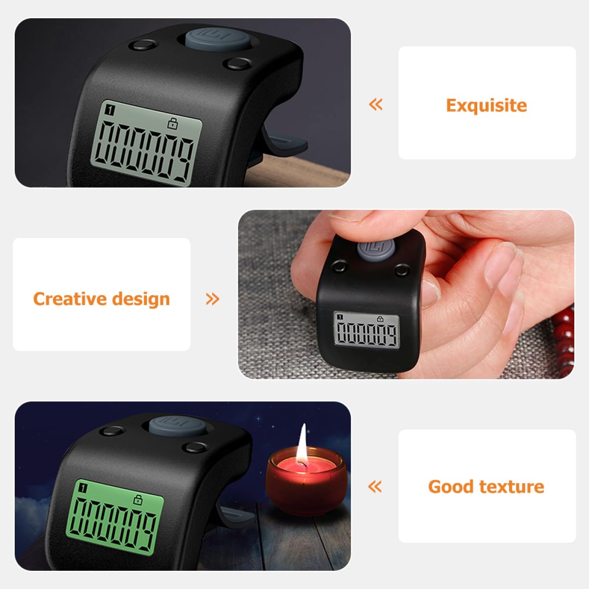 JOINPAYA Finger Tasbih Counter Digital Silent Counter Ring Rechargeable Silent Finger Clicker Pitch Clicker