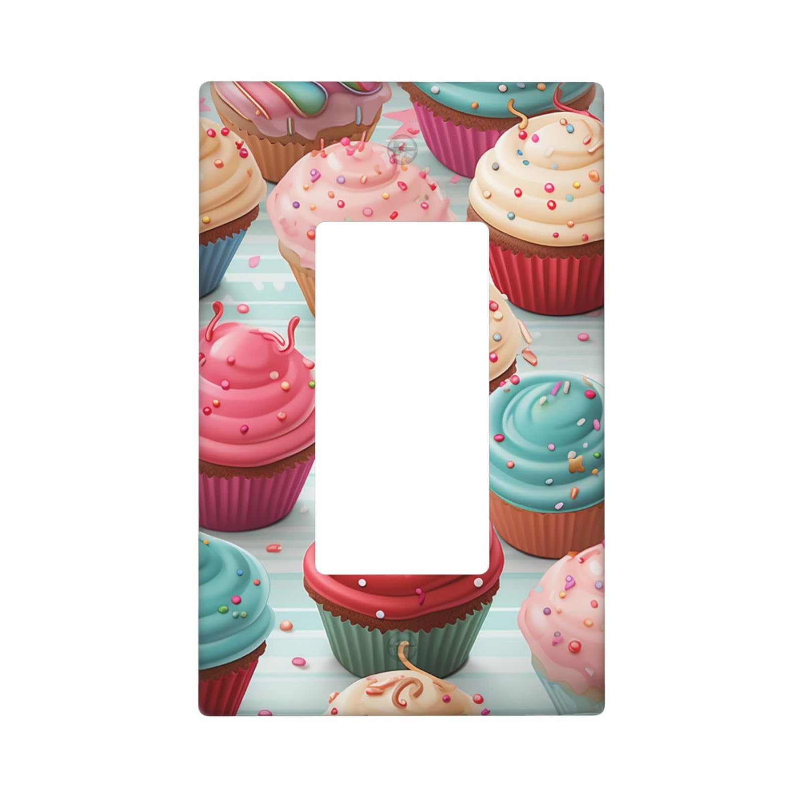 Colorful Sweet Lollipop Cupcake Donut Wall Plate Cover 1 Gang Light Switch Cover Decorative Single Duplex Wall Plates Standard Size Decorator Blank Electrical Switch Plate Cover for Electrical Outlets