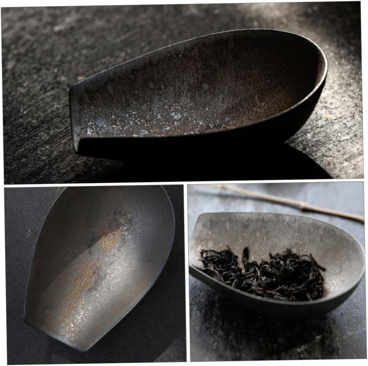 Ceramic Tea Scoop Retro Design Capacity Tea Shovel for Loose Leaf Serving Home Use Traditional Rice Sieve Shape Safe Material Practical