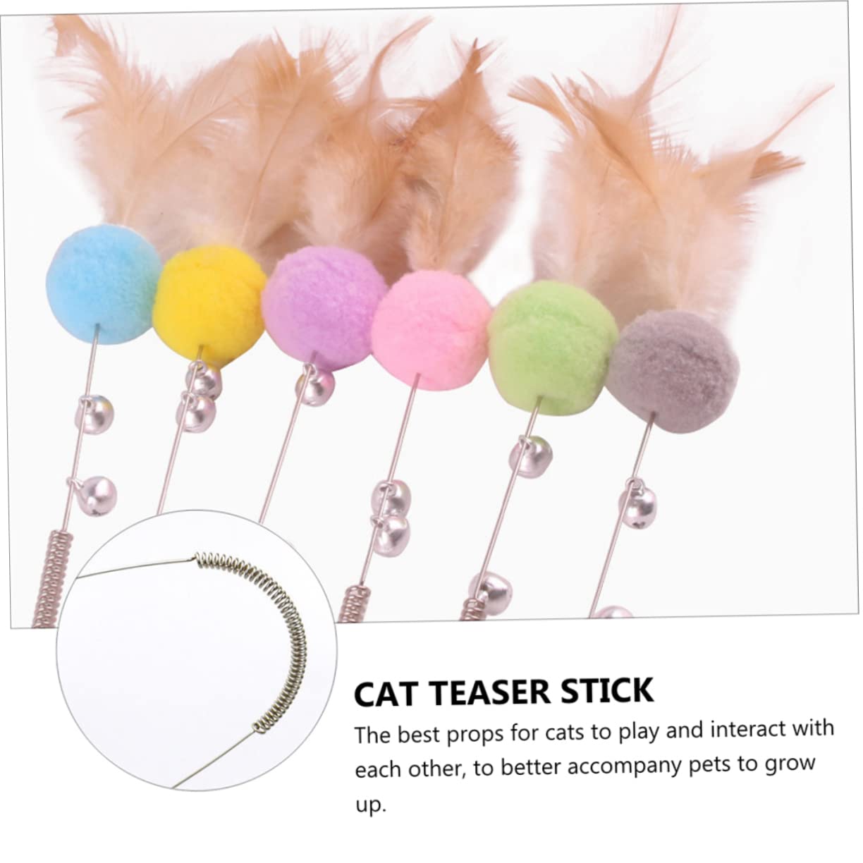 VANZACK 2sets Giocattoli Interattivi Per Gatti Con Palline Pelose e Campanelli Teaser Acciaio Molla Colori Casual Per Gioco e La Relazione Con Tuo Felino