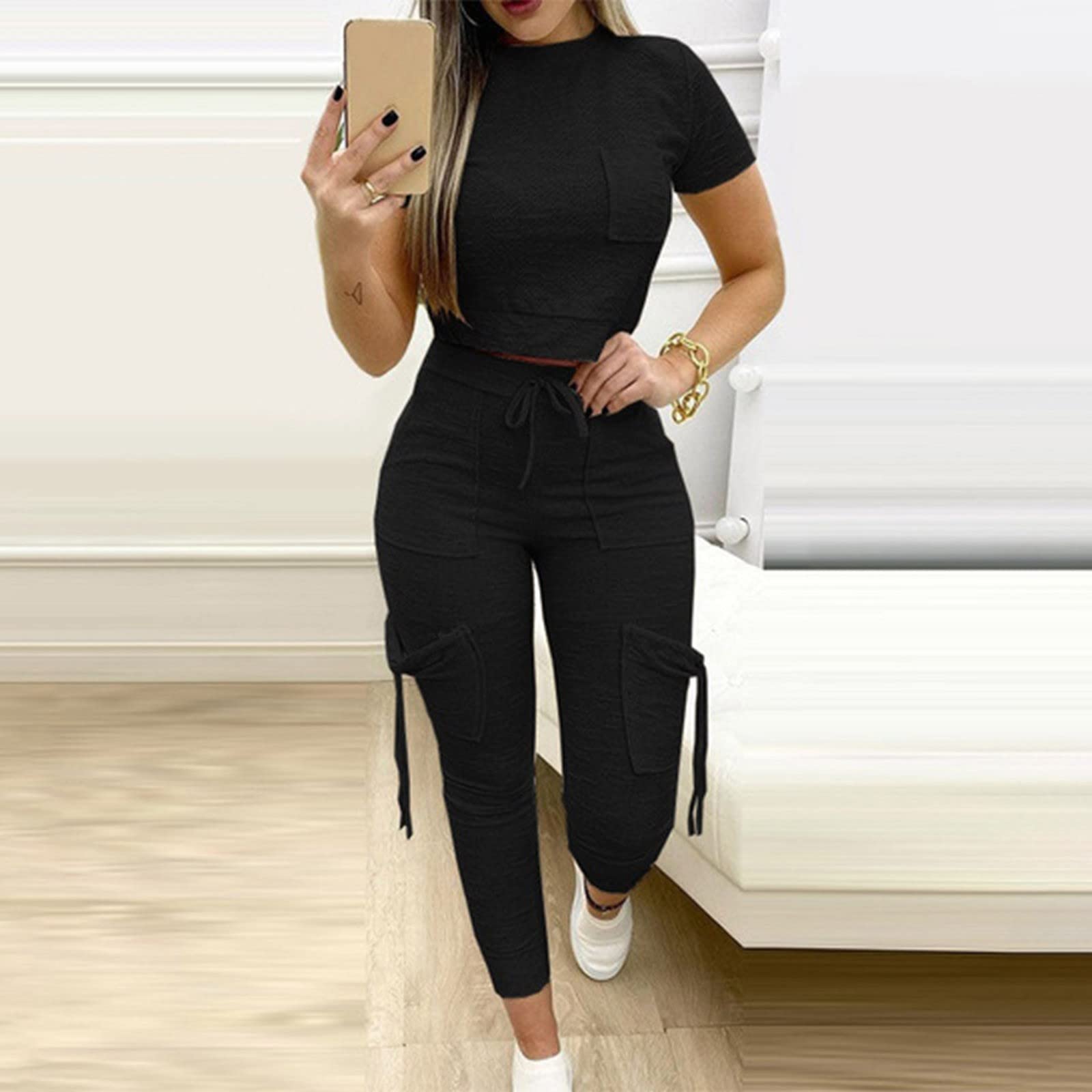 Chándal para mujer, tallas grandes, holgado, largo, elegante, de verano, de dos piezas, para correr, deportivo, con pantalones, yoga, ropa deportiva, ropa deportiva, ligera, ropa de ocio, ropa