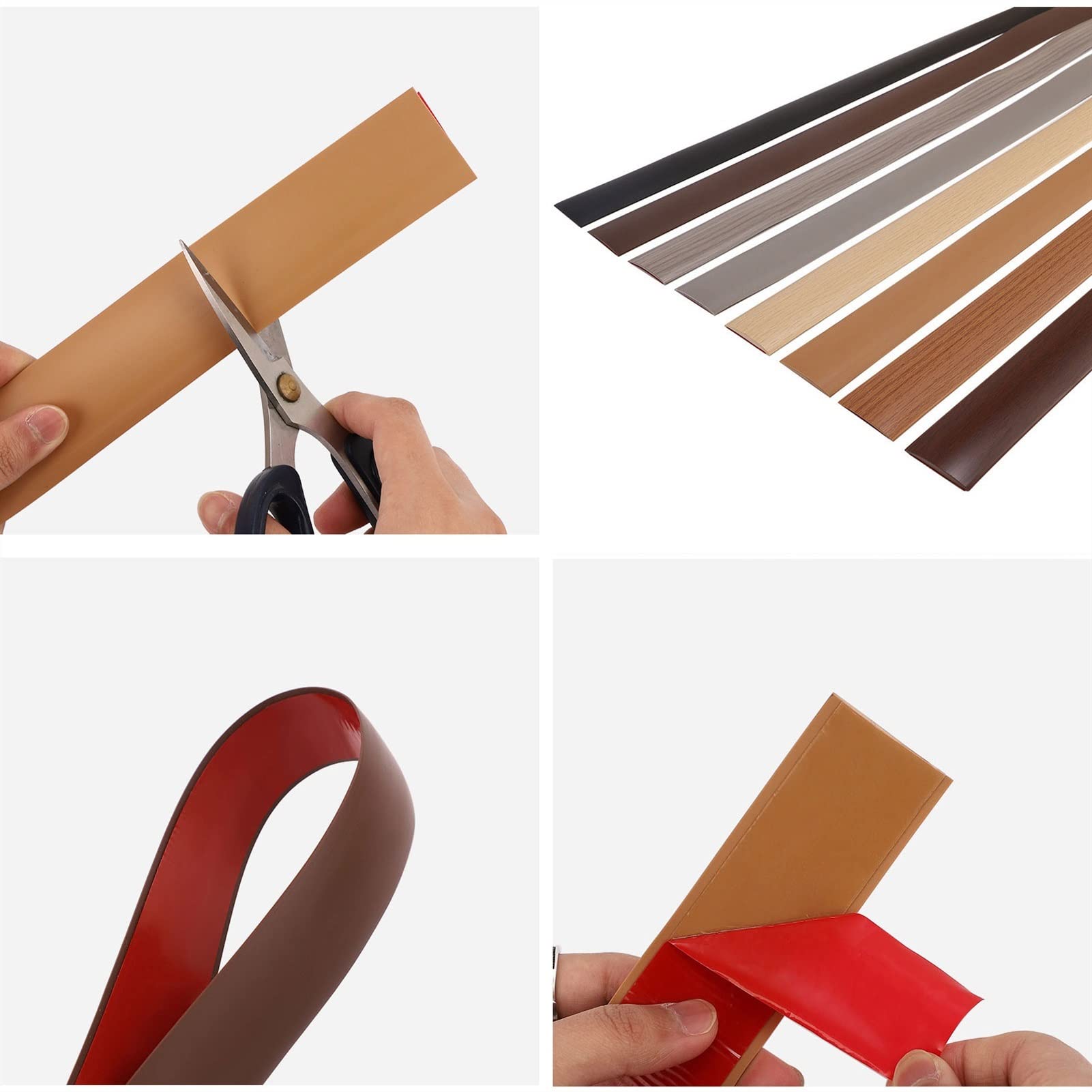 Zelfklevende Overgangsprofiel Vloerbedekking Strips, Drempel Overgangsstrips, Vloerstrip PVC Deurstang Randafwerking Laminaat Verbindingsstuk Platte scheidingswand, 5cm (Kleur: 7, Maat: 10ft) (2 20ft