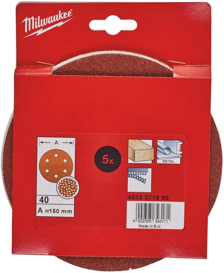 Milwaukee 4002395343171 Sandpaper for Sander Orbital Disc, Red