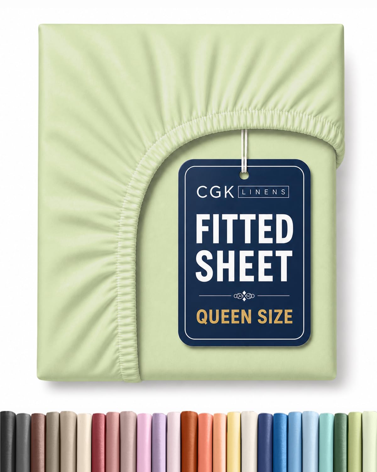 Queen Fitted Sheet - Single Fitted Sheet Only - Cooling - Light Sage Green