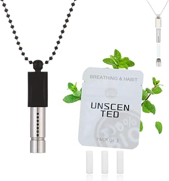 Breathing Necklace to Quit Smoking & Anxiety Relief - Adjustable Breath Trainer with Replaceable Cotton Pads, Vaporless Inhaler Necklace for Adults