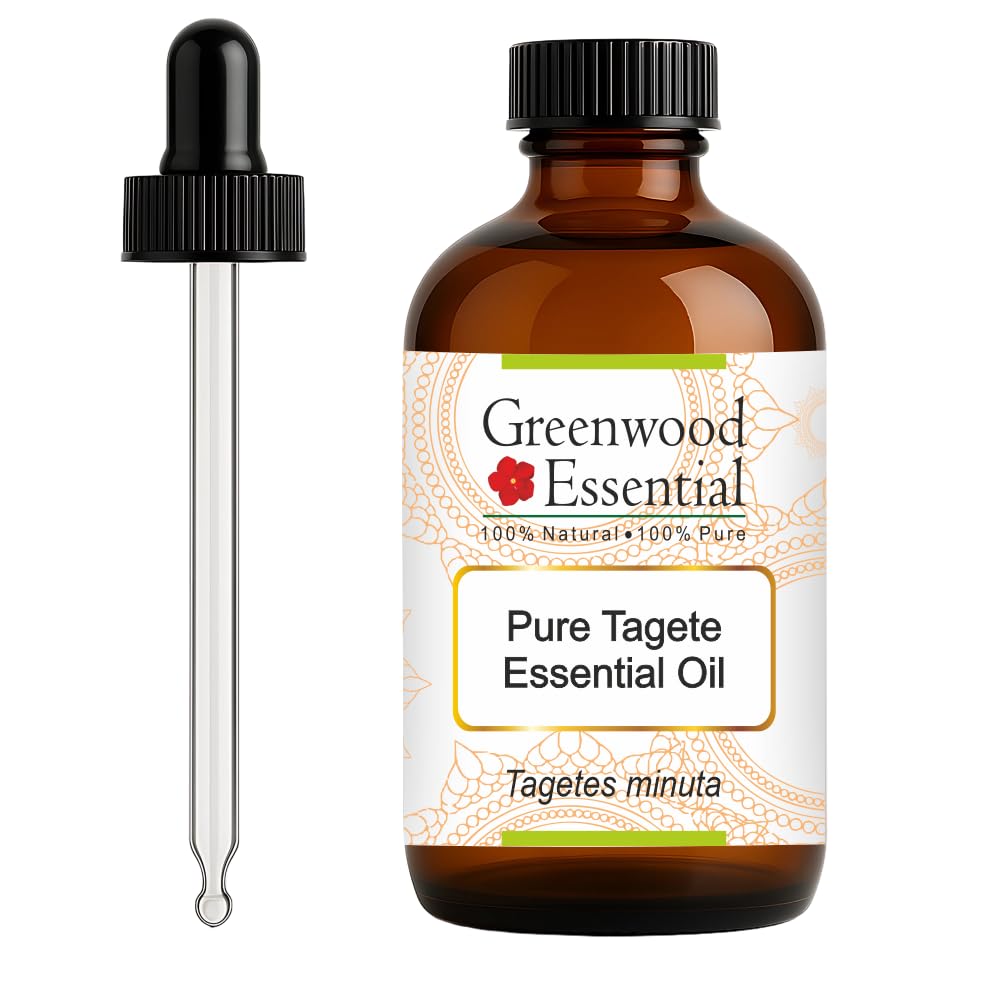 Greenwood Essential Pure Tagete Essential Oil (Tagetes minuta) with Glass Dropper Steam Distilled 120ml (4 oz)