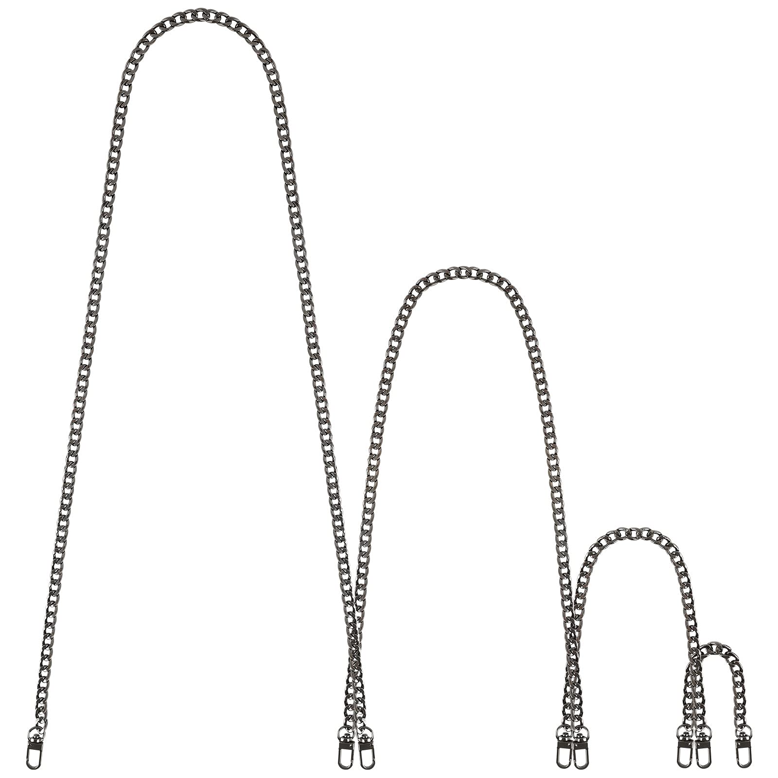 Replacement Flat Chains 4 Different Sizes Iron Bag Chains Purse Chains Shoulder Cross Body Chains Straps, with Metal Buckles for DIY Handbag Making 47.2