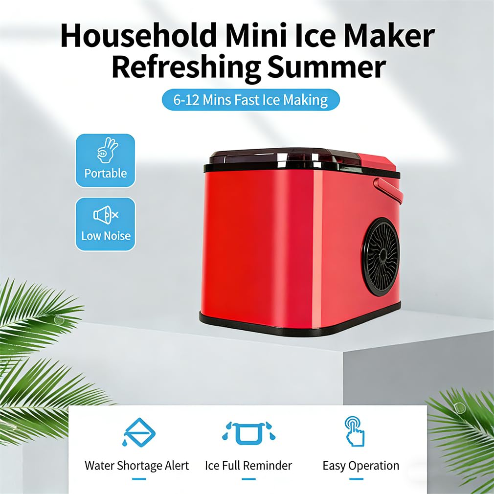 Ice Cube Maker, Portable Ice Machine Self-Cleaning, 2 Sizes of Bullet Ice, 26Lbs/24H, 9 Ice Cubes/6 Mins, Compact Ice Maker for Home Kitchen,Silver on Fridge.com
