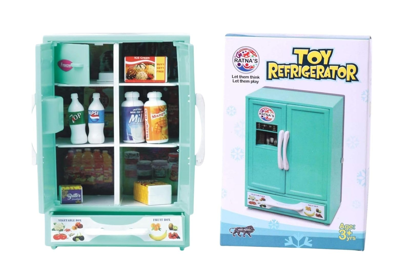 BKDT Marketing Toy Refrigerator/Fridge Kitchenware Role Play Set Household Kitchen Appliance Miniature Toy for Kids with Accessories Like - Ice Trays, Butter Box,Kids Toys Fridge,