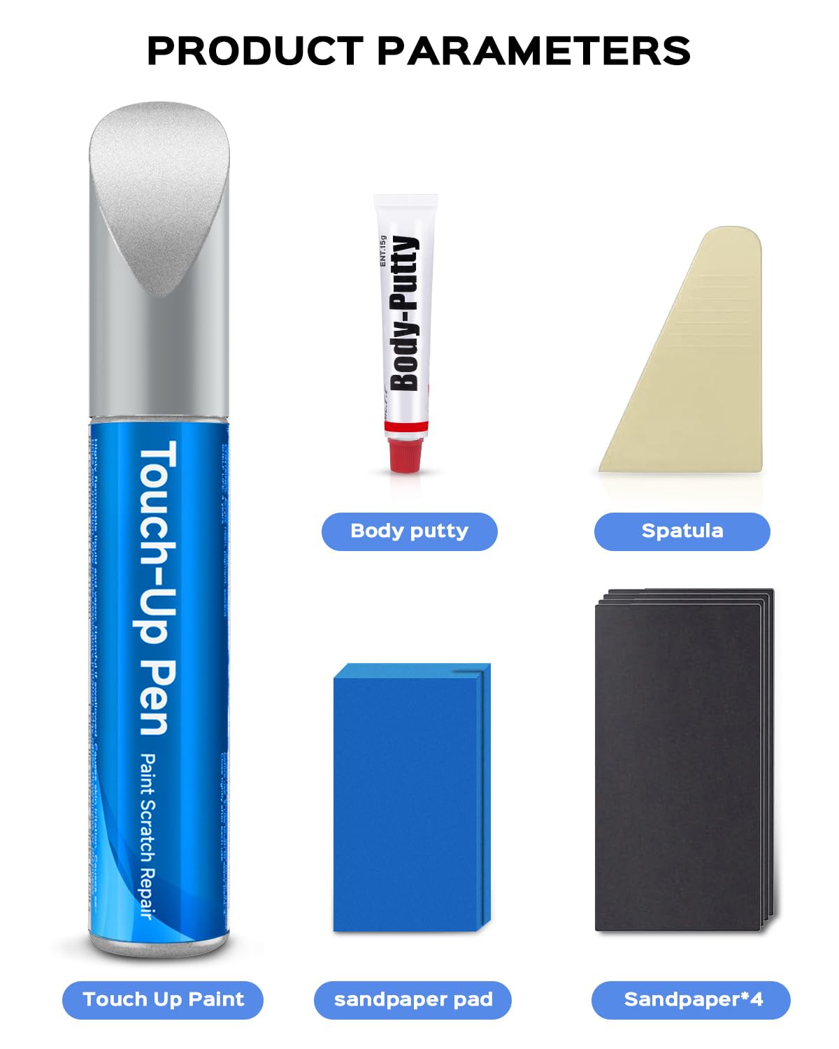 RSACET 4SS Silky Silver Metallic Touch Up Paint Kit Compatible with Kia Exact Match Car Scratch Repair Touch Up Paint Kit