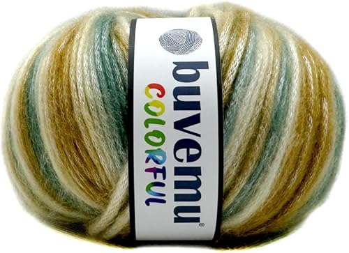 Miniatura 2 de Colorido hilo multicolor a rayas con sutil brillo, % 56% poliéster % 44 acrílico, cada uno de 1.76 onzas (1.76 oz)  125 yardas (377.3 ft) (4 bolas)