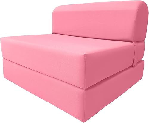 D&D Futon Furniture Cama plegable de espuma para silla de dormir, sofá cama portátil para invitados, 6 x 32 x 70 pulgadas, color rosa