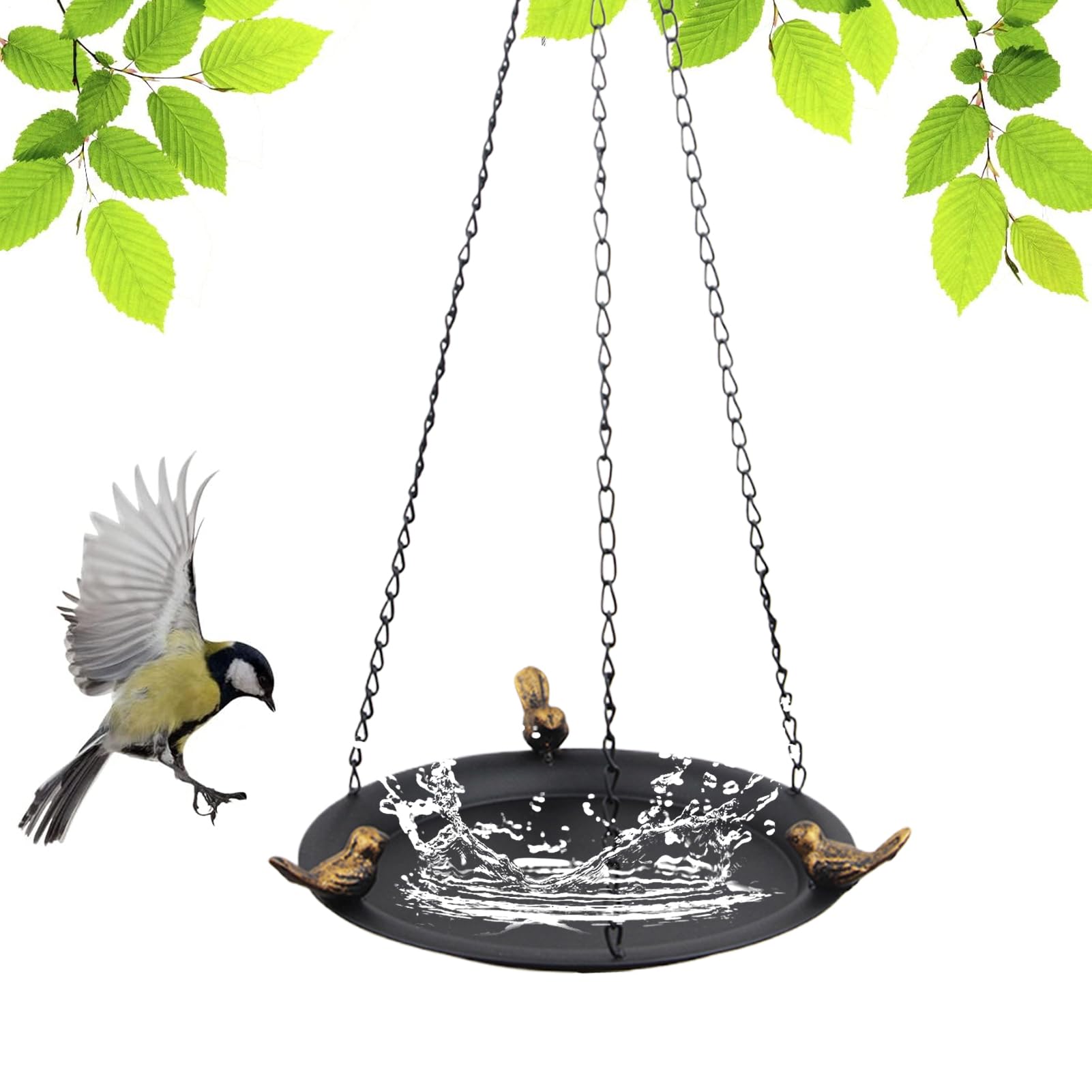 Bain d'oiseaux et mangeoire en métal résistant pour décorer le jardin
