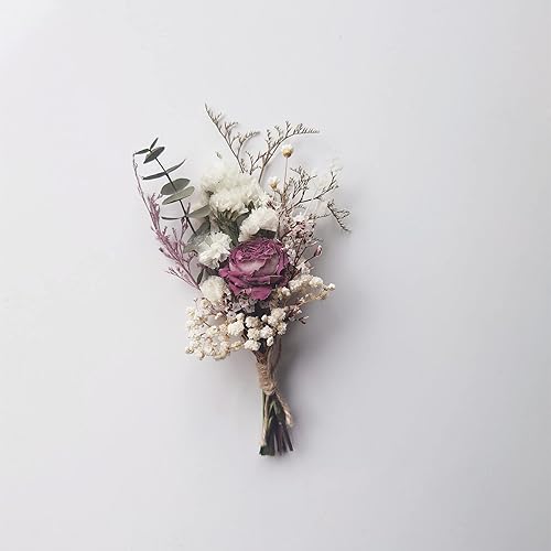 Miniatura 9 de Mini ramo de flores secas  Buzón de regalo de ramo de rosas secas   Boutonniere  Pastel de flores boho (D)