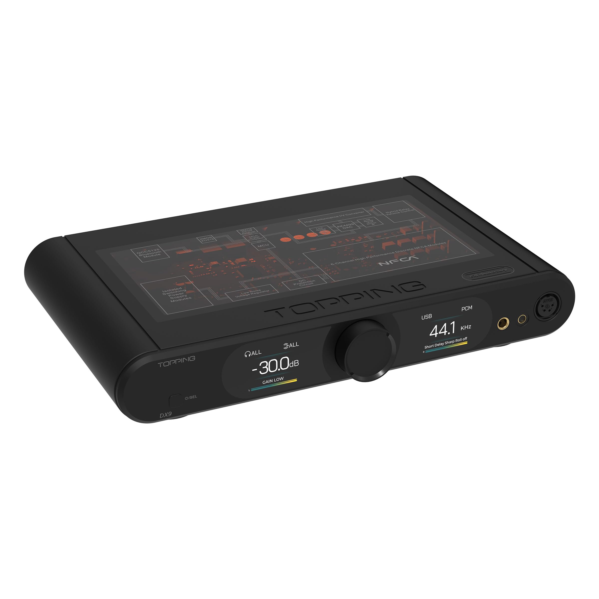 TOPPING DX9 DAC NFCA Headphone amp - AK4499EQ Flagship DAC, hybrid relay volume control, 6-channel discrete NFCA high-performance (Black,15th Anniversary)