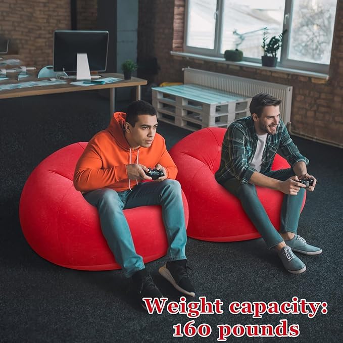 GETZET Inflatable Sofa with Bean Bag Lounge Chair Inflatable Lazy Sofa Folding Portable Chair for Living Room Bedroom Balcony Reading (not Included Air Pump) -Multicolor (1 pcs) 2